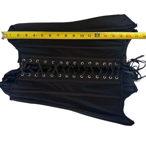 NWT Coquette Black Corset Top With Front Zip & Lace-Up Back Size M - Picture 10 of 10